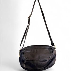 Vintage Brio Black Leather Shoulder Bag